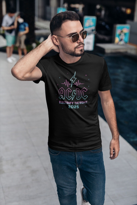 Koszulka męska AC/DC - Electrify the Night 2025 Rockowa Neon Retro — zdjęcie 3