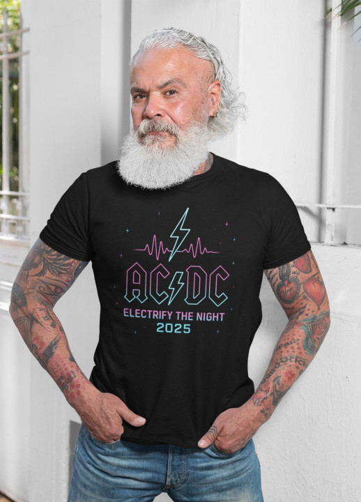Koszulka męska AC/DC - Electrify the Night 2025 Rockowa Neon Retro — zdjęcie 4