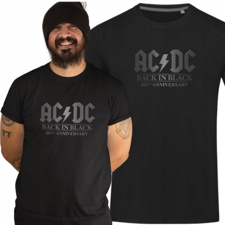 Koszulka męska AC/DC Back in Black na koncert koncertowa Warsaw 2025