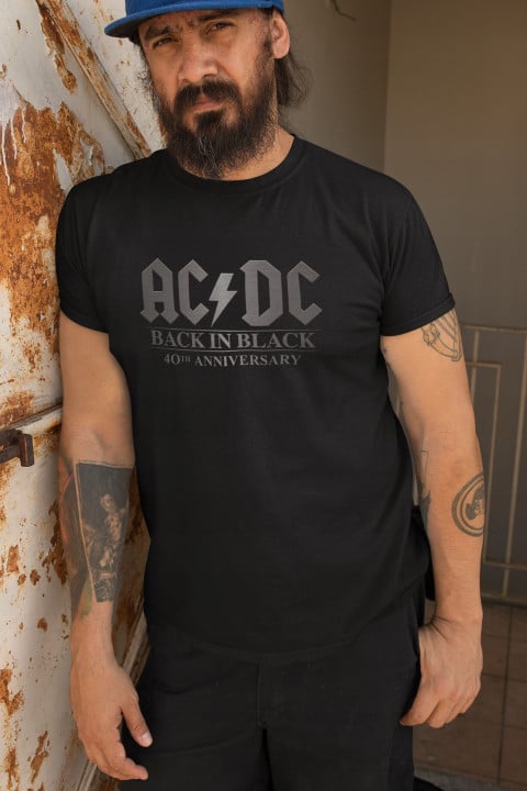 Koszulka męska AC/DC Back in Black na koncert koncertowa Warsaw 2025 — zdjęcie 4