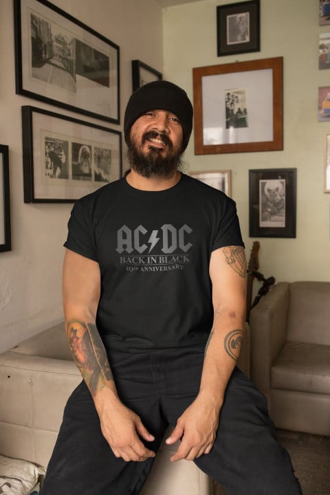 Koszulka męska AC/DC Back in Black na koncert koncertowa Warsaw 2025 — zdjęcie 5