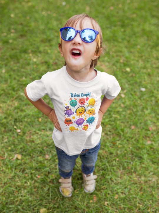 Koszulka dziecięca w radosne kropki na Dzień kropki do przedszkola T-shirt — zdjęcie 3