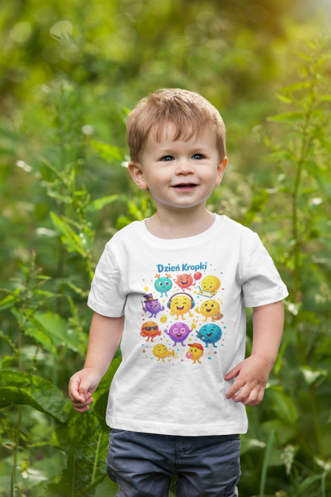 Koszulka dziecięca w radosne kropki na Dzień kropki do przedszkola T-shirt — zdjęcie 4