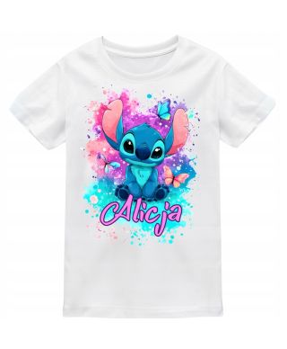 Koszulka dziecięca uroczy Stitch z własnym imieniem napisem prezent