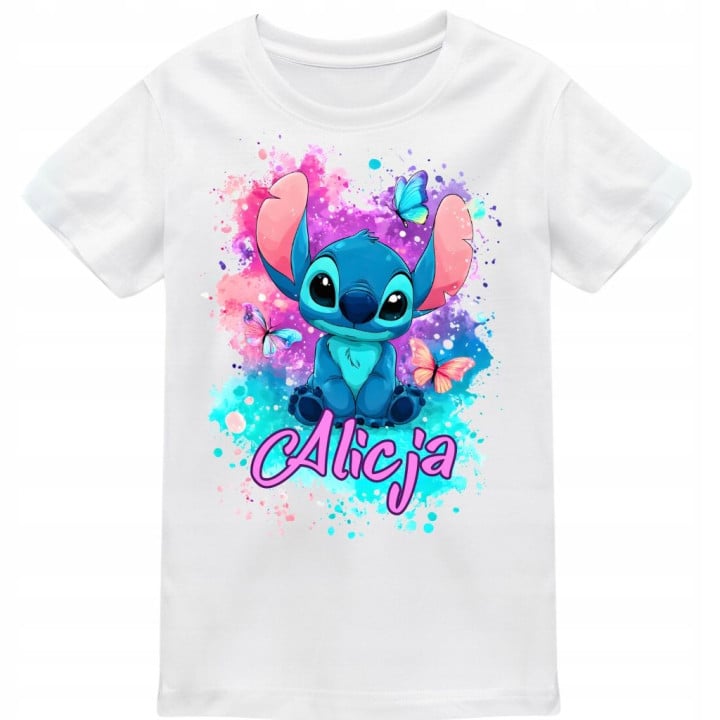 Koszulka dziecięca uroczy Stitch z własnym imieniem napisem prezent