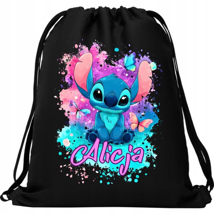 Worek na buty plecak do szkoły przedszkola uroczy Stitch z własnym imieniem