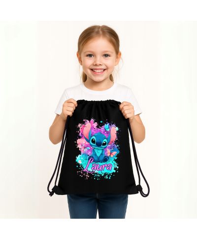 Worek na buty plecak do szkoły przedszkola uroczy Stitch z własnym imieniem