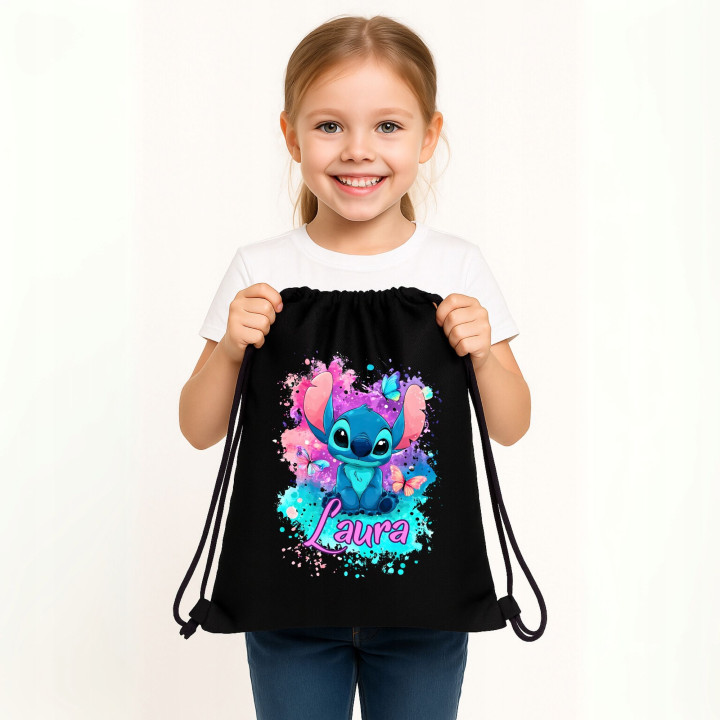 Worek na buty plecak do szkoły przedszkola uroczy Stitch z własnym imieniem — zdjęcie 2