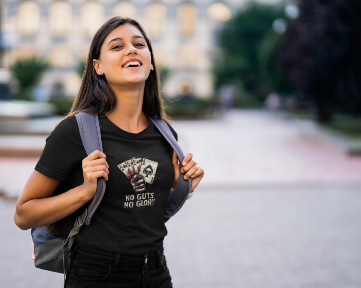 Koszulka damska NO GUTS NO GLORY bez odwagi nie ma chwały karty pokerowe — zdjęcie 5
