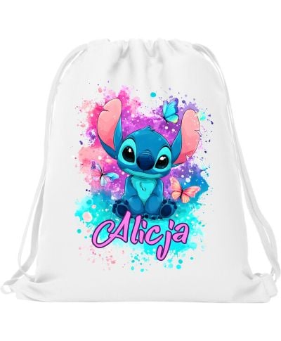 Worek na buty plecak do szkoły przedszkola uroczy Stitch z własnym imieniem