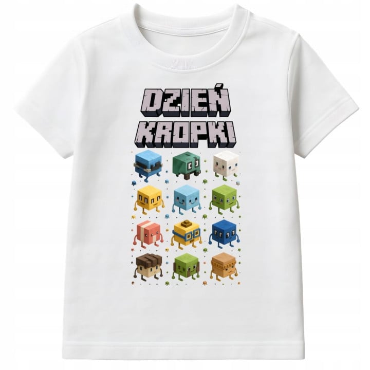 Koszulka dziecięca na Dzień kropki w stylu gry Minecraft do przedszkola