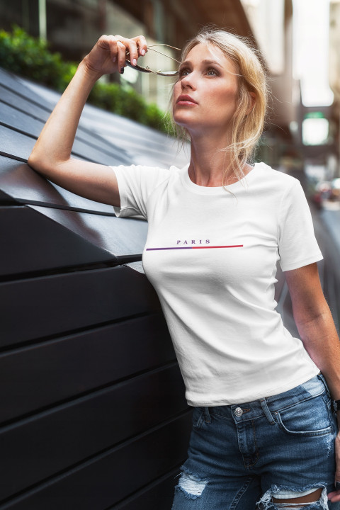 Koszulka damska PARIS elegancki stylowy minimalistyczny wzór T-shirt damski — zdjęcie 2