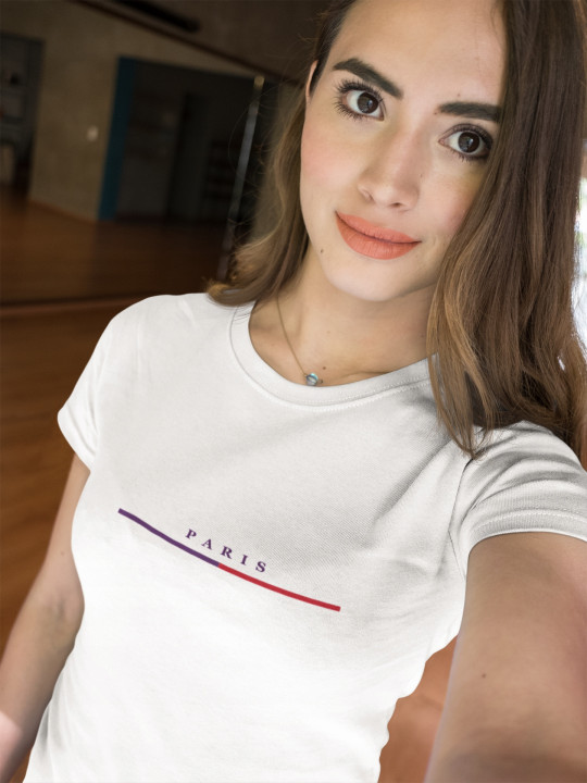 Koszulka damska PARIS elegancki stylowy minimalistyczny wzór T-shirt damski — zdjęcie 5