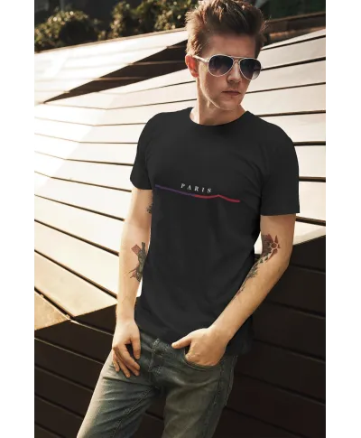 Koszulka męska PARIS elegancki stylowy minimalistyczny wzór T-shirt męski