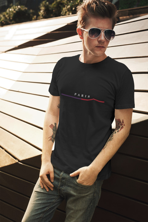 Koszulka męska PARIS elegancki stylowy minimalistyczny wzór T-shirt męski — zdjęcie 3