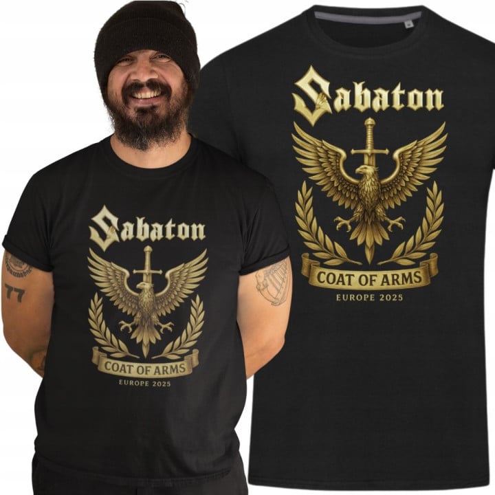 Koszulka męska Sabaton Coat of Arms Złoty Orzeł Miecz na koncert co dzień