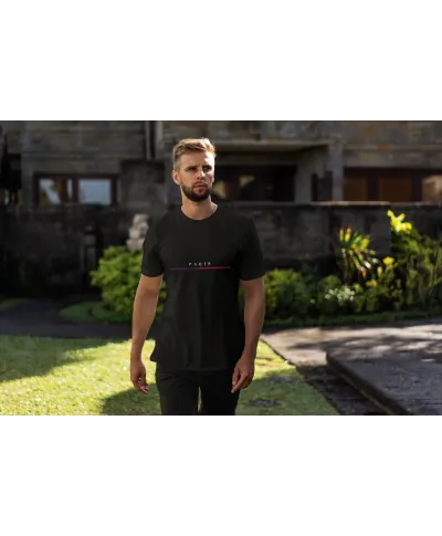 Koszulka męska PARIS elegancki stylowy minimalistyczny wzór T-shirt męski