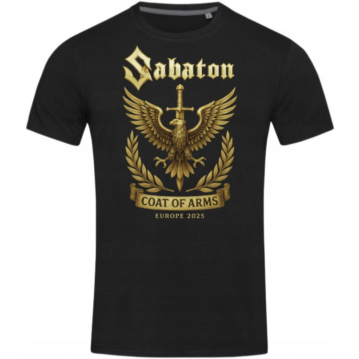 Koszulka męska Sabaton Coat of Arms Złoty Orzeł Miecz na koncert co dzień — zdjęcie 2