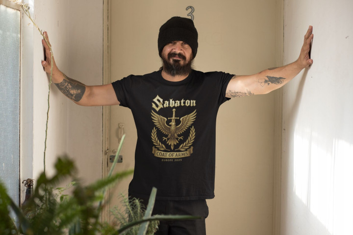 Koszulka męska Sabaton Coat of Arms Złoty Orzeł Miecz na koncert co dzień — zdjęcie 3