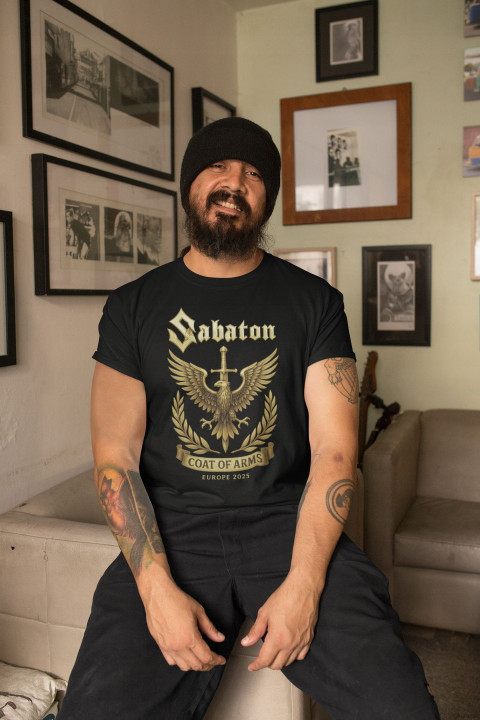 Koszulka męska Sabaton Coat of Arms Złoty Orzeł Miecz na koncert co dzień — zdjęcie 5