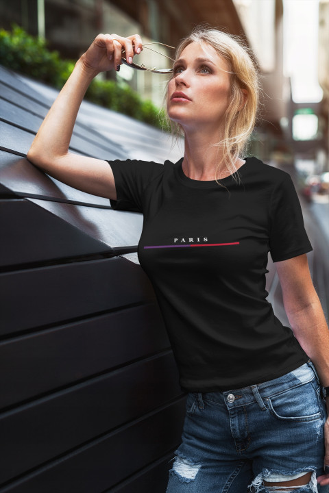 Koszulka damska PARIS elegancki stylowy minimalistyczny wzór T-shirt damski — zdjęcie 2