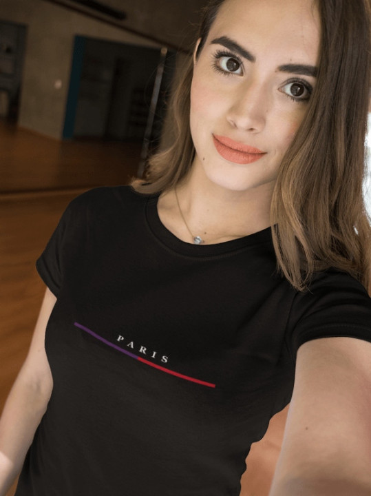 Koszulka damska PARIS elegancki stylowy minimalistyczny wzór T-shirt damski — zdjęcie 5