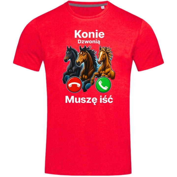 Koszulka męska „Konie dzwonią - Muszę iść” prezent dla miłośnika koni