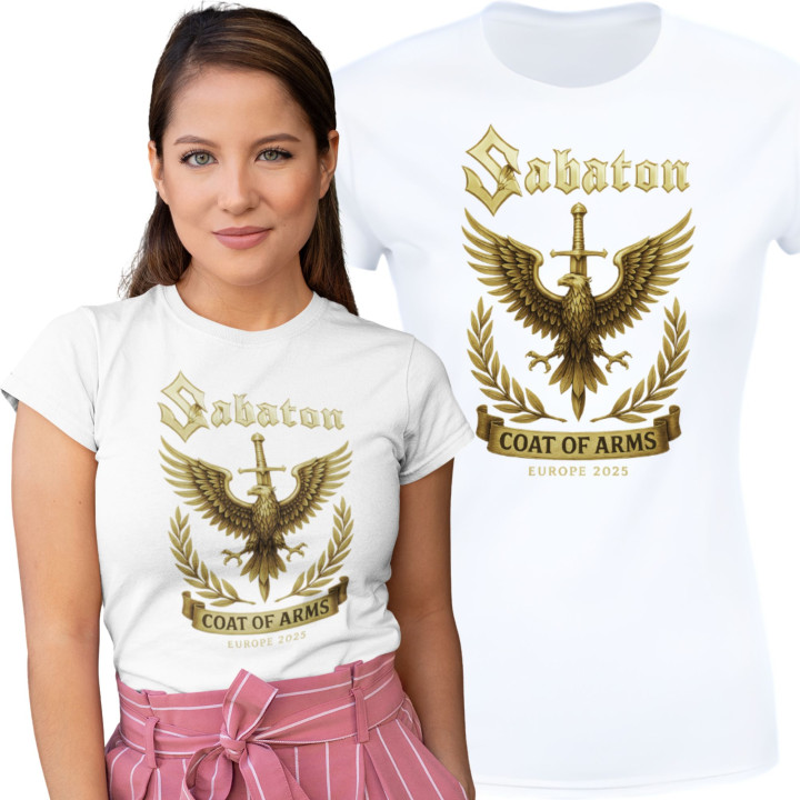 Koszulka damska Sabaton Coat of Arms Złoty Orzeł Miecz na koncert co dzień