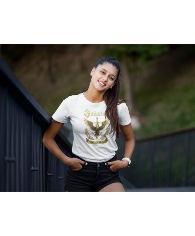 Koszulka damska Sabaton Coat of Arms Złoty Orzeł Miecz na koncert co dzień