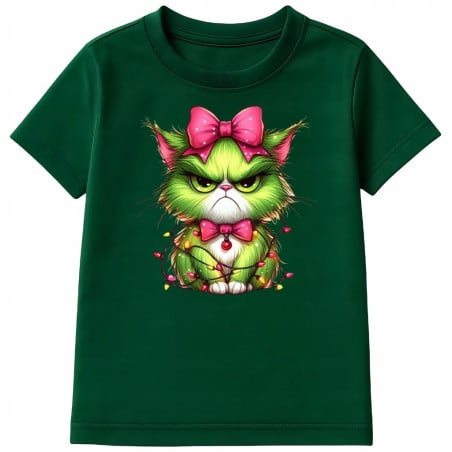 Koszulka dziecięca Świąteczna Grinchowy Kotek Kot Grinch uroczy