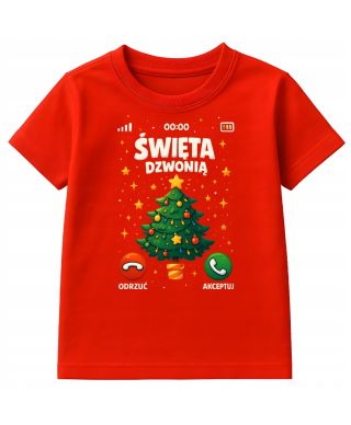 Koszulka dziecięca Świąteczna Święta dzwonią odbierz telefon od choinki
