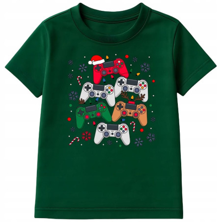 Koszulka dziecięca Świąteczna dla gracza „Gamer Christmas” Pady do gry