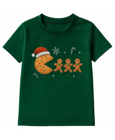 Koszulka dziecięce Świąteczna Ciasteczkowy Pac-Man zabawny ciacho