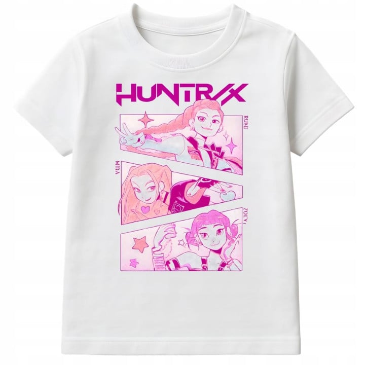 Koszulka dziecięca Huntrix Pink Squad magia, styl i dziewczęca moc