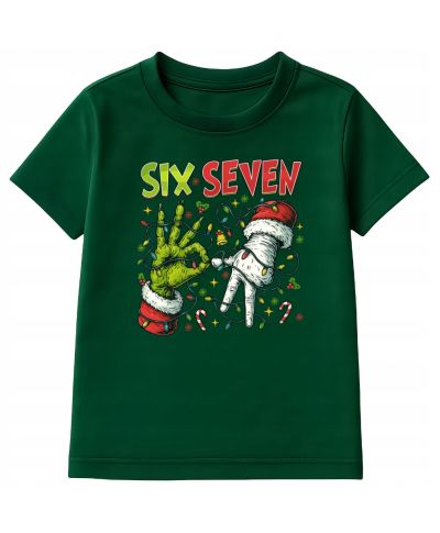 Koszulka dziecięca Świąteczna Six Seven połączenie humoru i klimatu Świąt