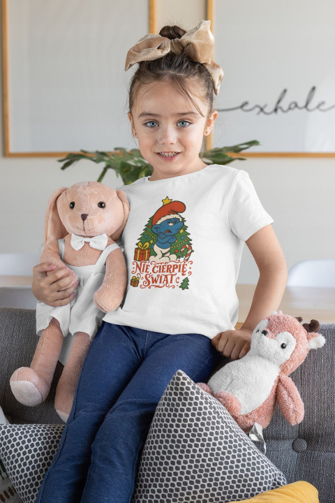 Koszulka dziecięca Świąteczna Smerf Maruda Nie cierpię Świąt smerfy — zdjęcie 4