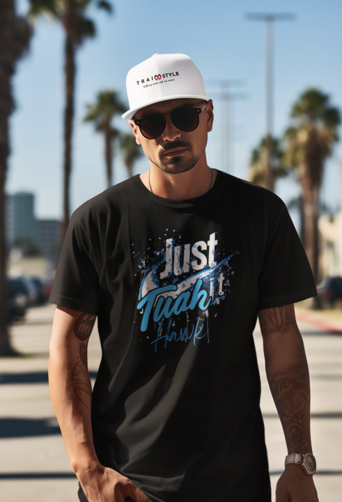 Koszulka męska Just Hawk Tuah it Spit on That Thang trendy modny T-shirt — zdjęcie 2