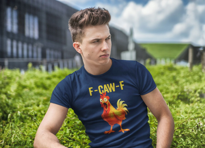 Koszulka męska z kurczakiem śmieszna F-CAW-F Humorystyczny prezent — zdjęcie 3