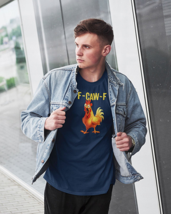 Koszulka męska z kurczakiem śmieszna F-CAW-F Humorystyczny prezent — zdjęcie 4