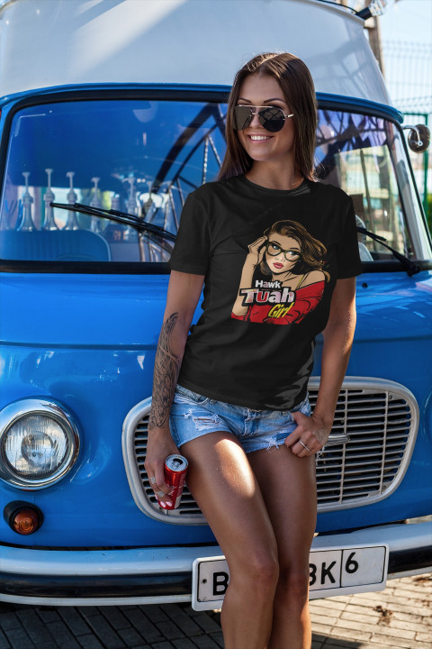 Koszulka damska Hawk Tuah Girl Spit on That Thang trendy modny T-shirt — zdjęcie 2