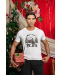 Koszulka męska Świąteczna „Believe” magiczny pociąg Mikołaja