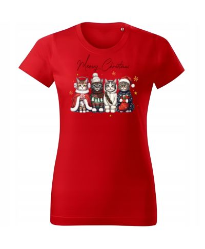 Koszulka damska Świąteczna "Meowy Christmas” z uroczymi kotkami