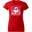 Koszulka damska Świąteczna Cool Santa Merry Christmas Mikołaj różowy