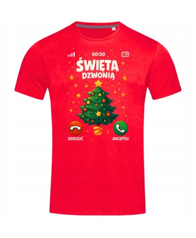 Koszulka męska Świąteczna Święta dzwonią odbierz telefon od choinki