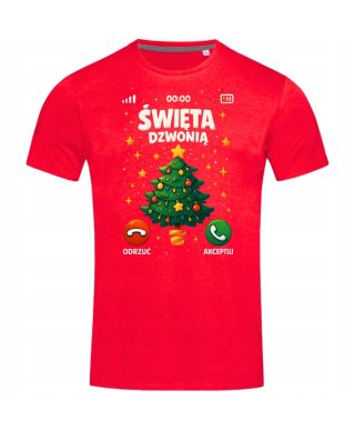 Koszulka męska Świąteczna Święta dzwonią odbierz telefon od choinki