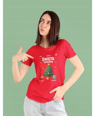 Koszulka damska Świąteczna Święta dzwonią odbierz telefon od choinki