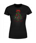 Koszulka damska Świąteczna „Merry & Bright” Kwiatowa choinka