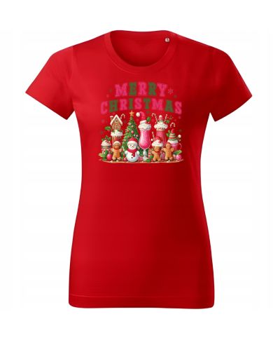 Koszulka damska Świąteczna „Merry Christmas” pełna słodyczy i magii Świąt