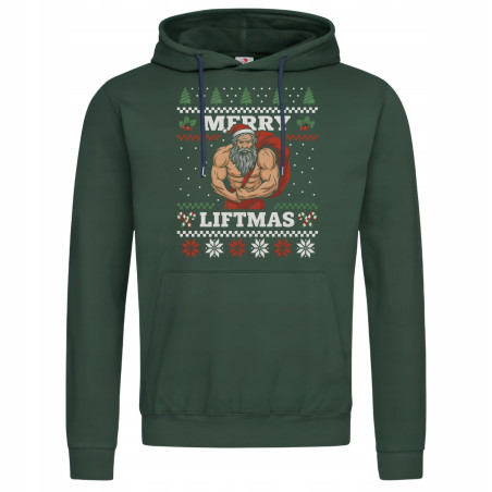 Bluza z kapturem męska Świąteczna Merry Liftmas Mikołaj Kulturysta Święta