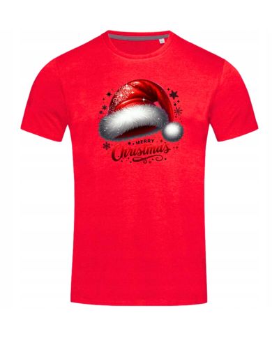Koszulka męska Świąteczna „Merry Christmas” czapka Mikołaja klasyk